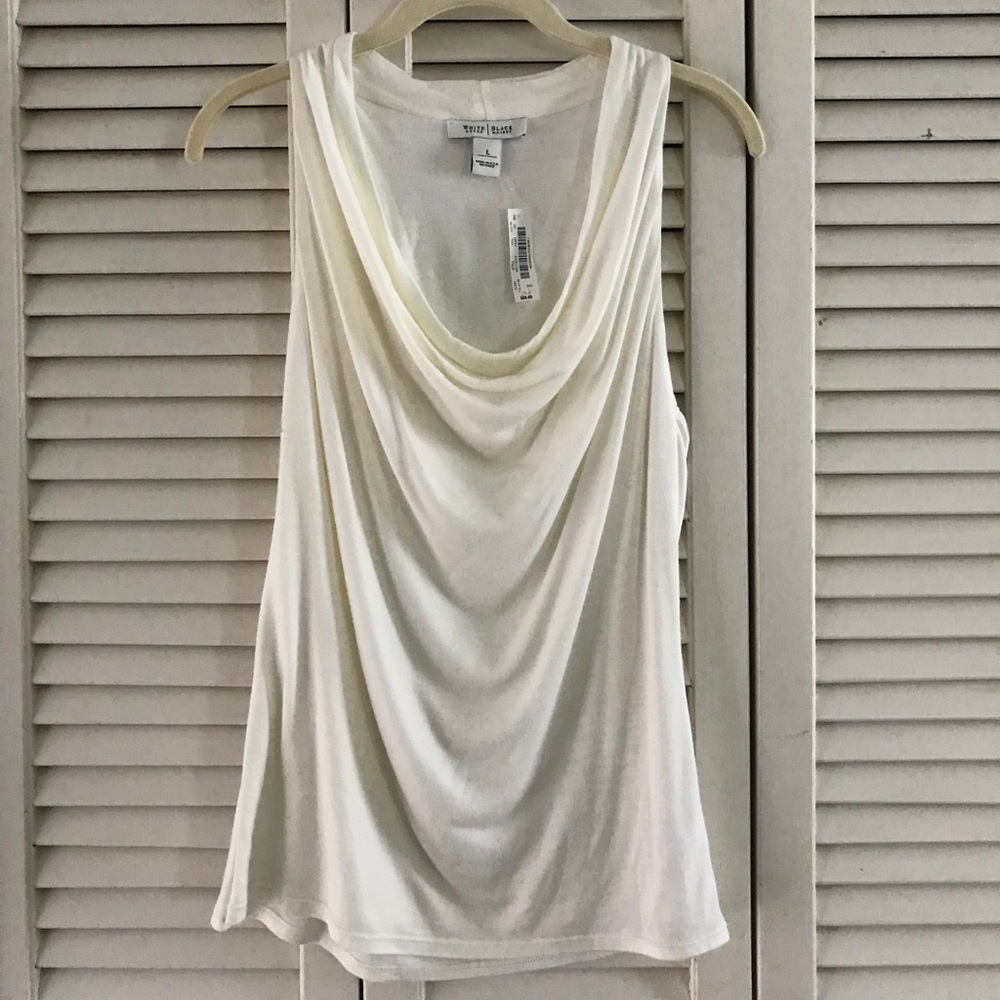 WHBM Sleeveless Cowl Neck Top/ Ivory/ NWT